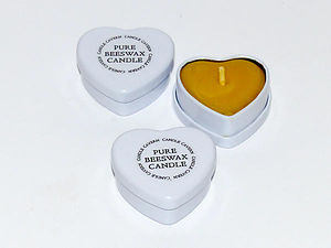 Mini Heart Tin Beeswax Candles x 5