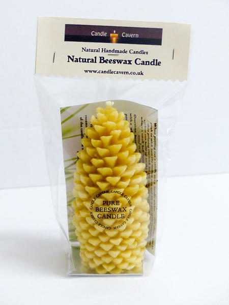 Solid Cast Large 'Open Cone' Beeswax Candle x 1