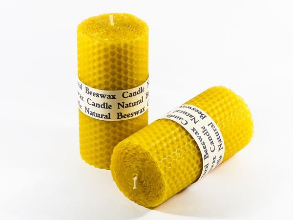 Rolled Beeswax Pillar Candle (Size 6) x 1 - Natural